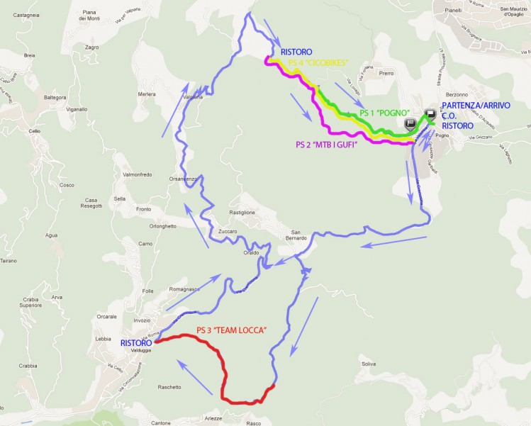 Mappa percorsi Pogno